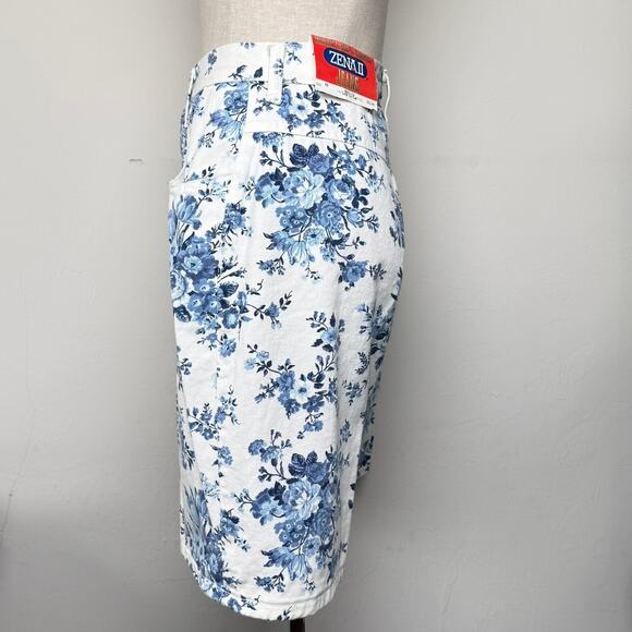 Vintage Zena II Floral Print White Denim Shorts Made in USA High Rise Size 8 NWT - Picture 11 of 14